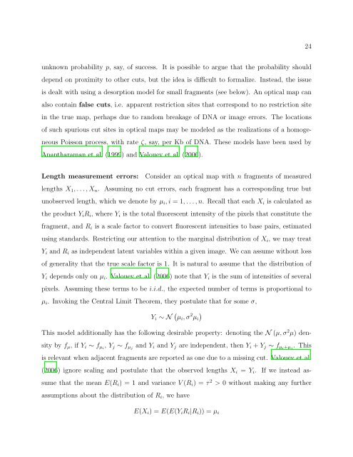 On the Analysis of Optical Mapping Data - University of Wisconsin ...