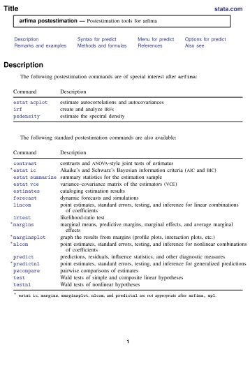 arfima postestimation - Stata