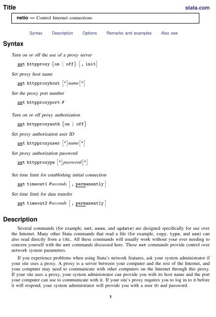 netio - Stata