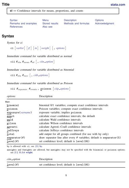 stata confidence interval stata confidence interval
