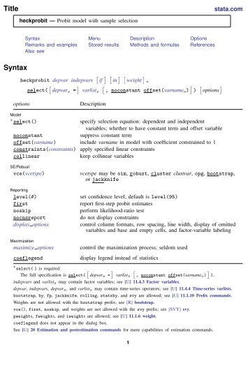 heckprobit - Stata