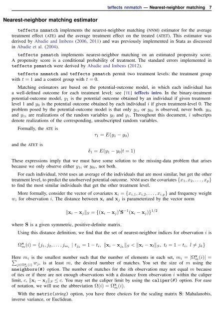 teffects nnmatch - Stata