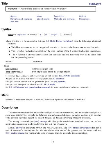 manova - Stata