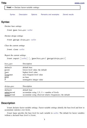 fvset - Stata