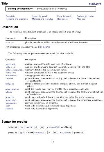 stcrreg postestimation - Stata