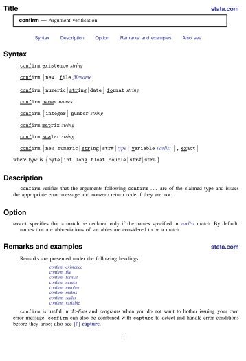 confirm - Stata