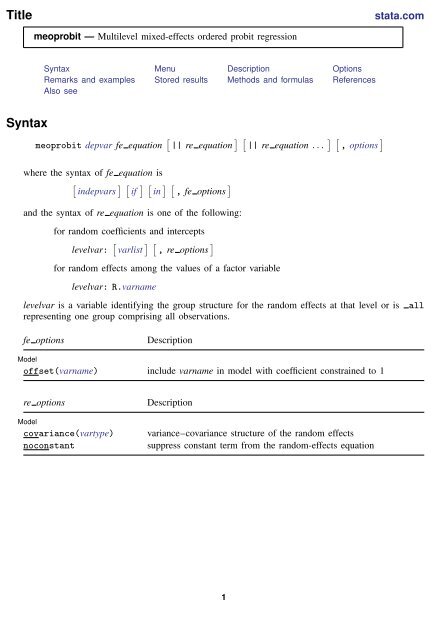 meoprobit - Stata