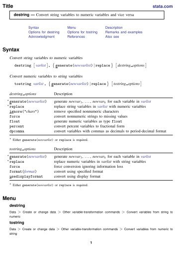 destring - Stata