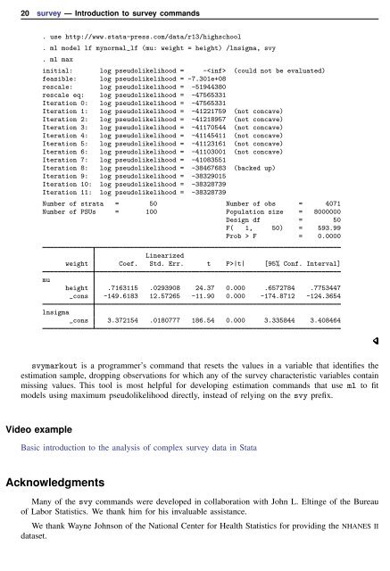 SVY - Stata