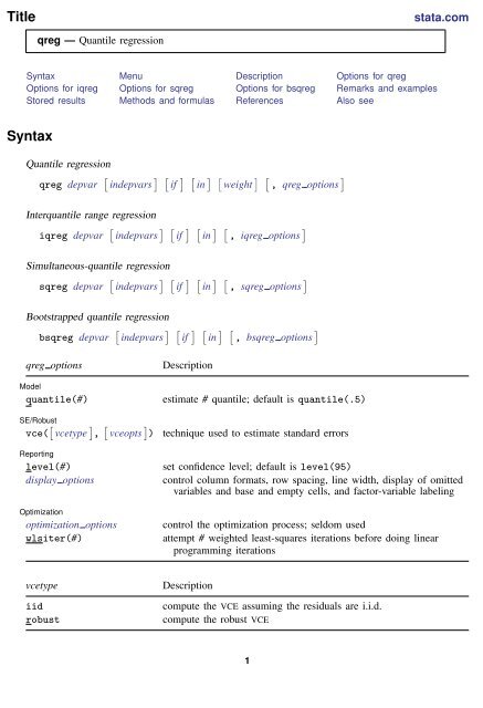 qreg - Stata