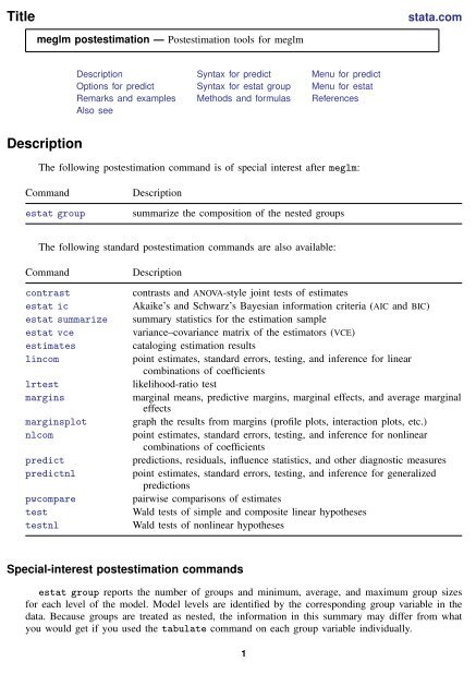 meglm postestimation - Stata