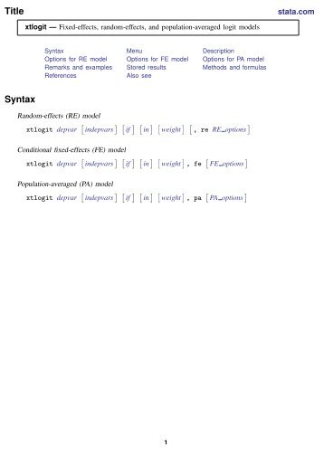 xtlogit - Stata