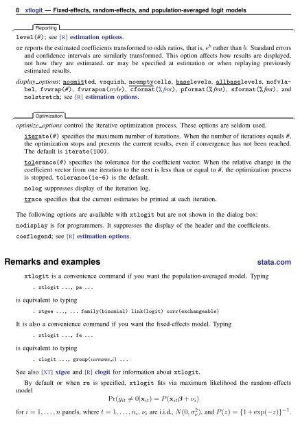 xtlogit - Stata