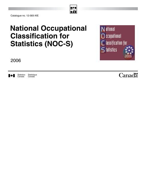 National Occupational Classification for Statistics (NOC-S)