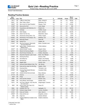 Quiz List—Reading Practice