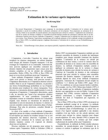 Estimation de la variance après imputation - Statistique Canada