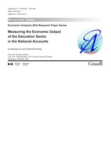 Measuring the Economic Output of the Education Sector in the ...