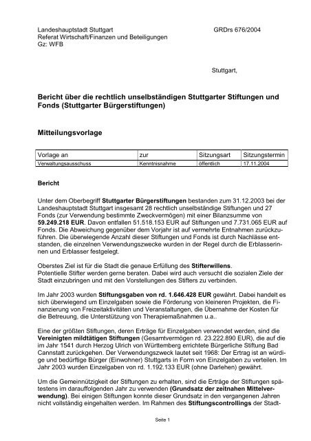 Stiftung Landeshauptstadt Stuttgart