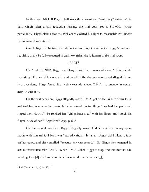 Mickell Biggs v. State of Indiana (NFP)