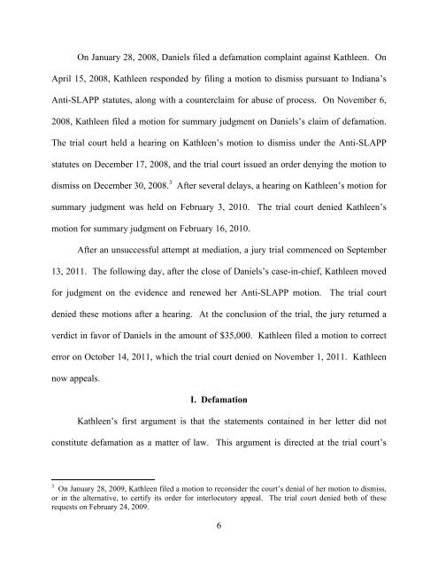 Kathleen G. Babchuk v. Kirk J. Daniels - State of Indiana