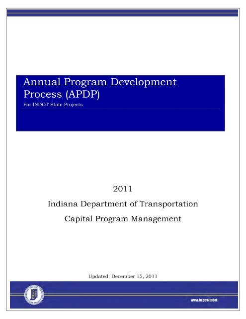 Annual Program Development Process (APDP) - State of Indiana