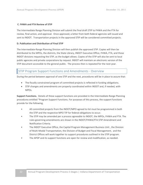 Annual Program Development Process (APDP) - State of Indiana