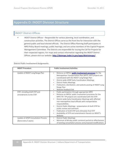 Annual Program Development Process (APDP) - State of Indiana