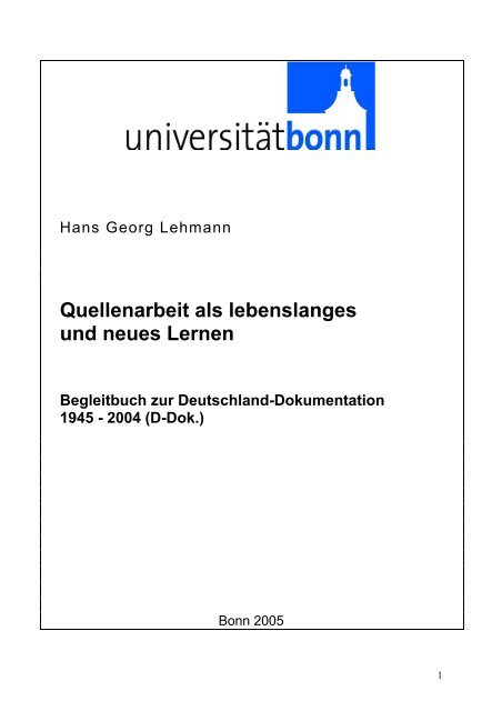 Quellenarbeit als lebenslanges und neues Lernen - Deutschland ...