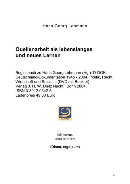 Quellenarbeit als lebenslanges und neues Lernen - Deutschland ...