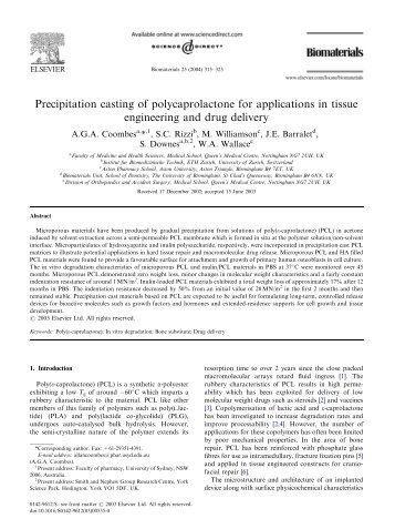 Precipitation casting of polycaprolactone for applications ... - Dentistry