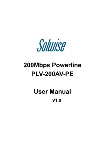 200Mbps Powerline PLV-200AV-PE User Manual - Solwise