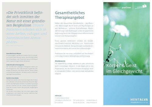 Privatklinik MENTALVA - Körper & Geist im Gleichgewicht