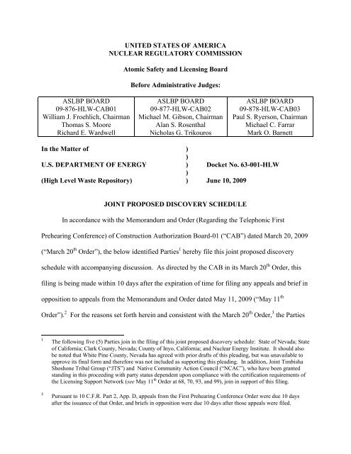 Joint Proposed Discovery Schedule - Office of Business Finance ...