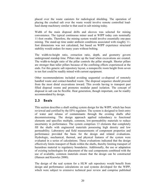 Salt Disposal of Heat-Generating Nuclear Waste