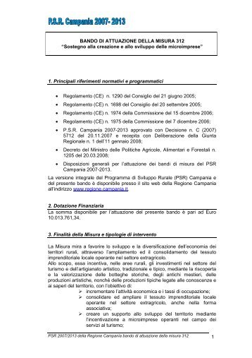 Bando Misura 312 - Regione Campania