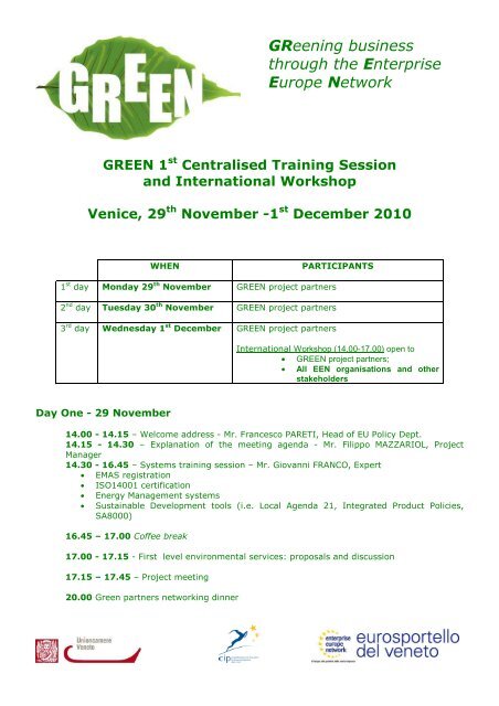 GREEN Training session and workshop agenda.pdf - Green project