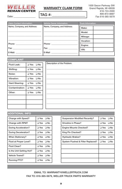 DIFFERENTIAL OWNERS MANUAL - weller truck parts