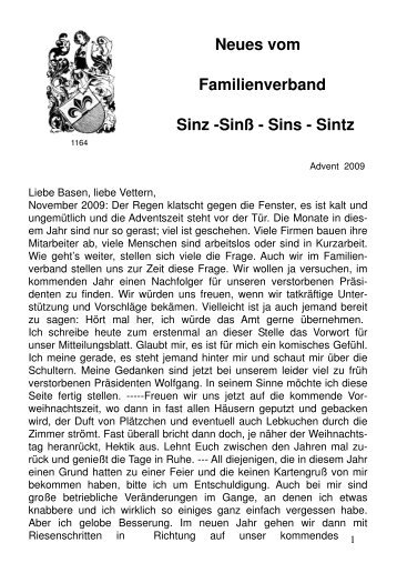 Neues vom Familienverband Sinz -SinÃ - Sins - Sintz - sippe-sinz.com