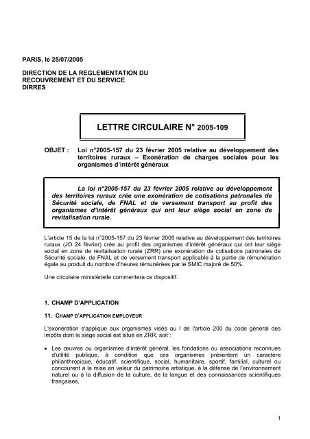 lettre circulaire - Urssaf