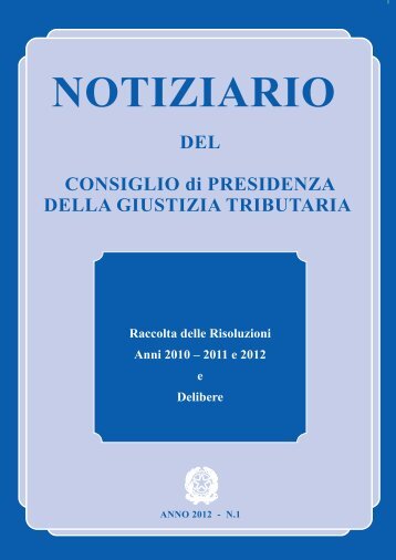 Notiziario n.1 - Consiglio di Presidenza della Giustizia Tributaria