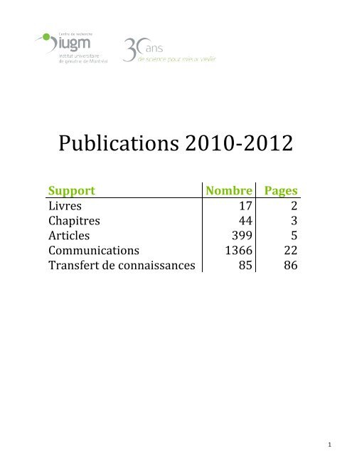 Publications 2010-2012 (PDF) - CRIUGM