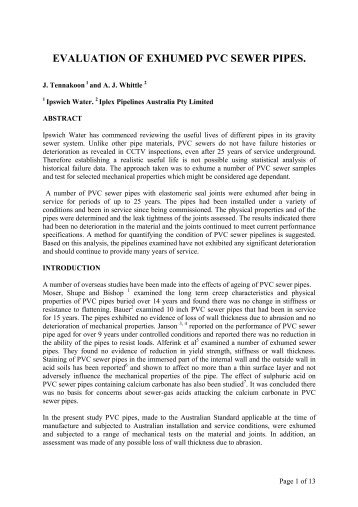 Evaluation of Exhumed PVC sewer pipes - Australian Water ...