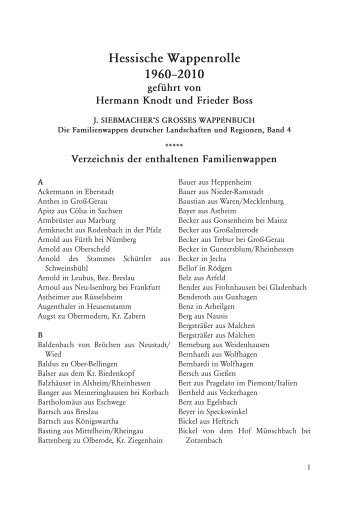 Hessische Wappenrolle 1960–2010 geführt von ... - Degener Verlag