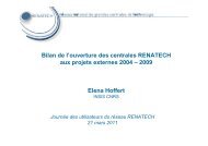 Bilan de l'ouverture des centrales RENATECH aux ... - RTB - CNRS