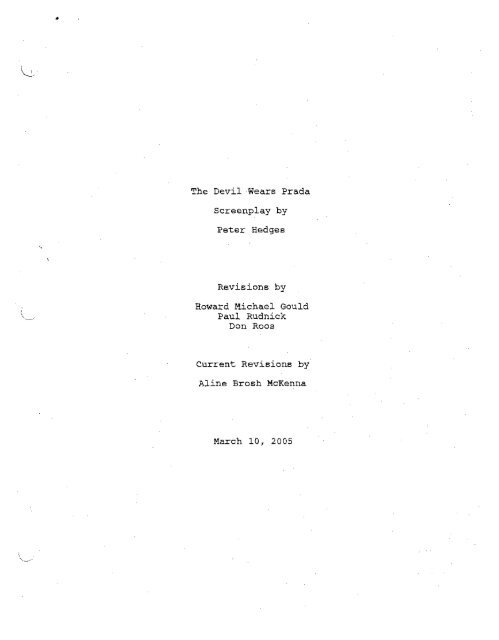 The Devil Wears Prada Screenplay by Peter Hedges ... - Daily Script