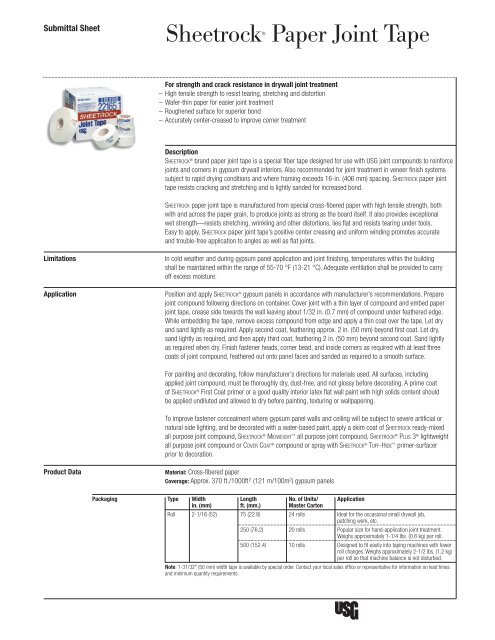 J1736 Sheetrock Paper Joint Tape - Huttig Building Products