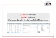 COSYS WebDesk Webanwendung für den Bereich Paket Management