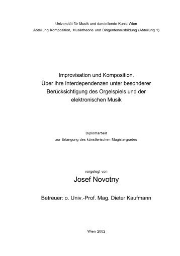 Diplomarbeit - Josef Novotny - Klingt