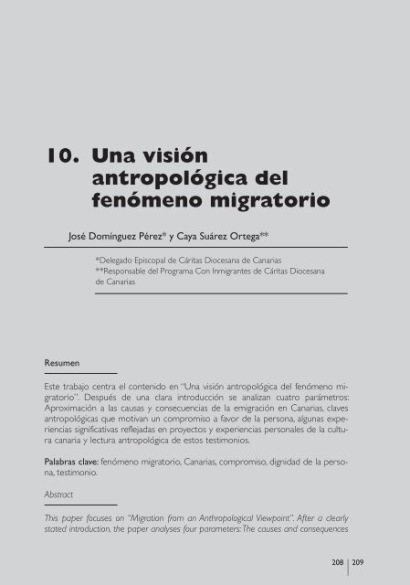 una visión antropológica del fenómeno migratorio - Cáritas Española