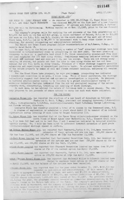 GEORGE CROSS NEWS LETTER LTD. NO.78 (Page ... - Property File